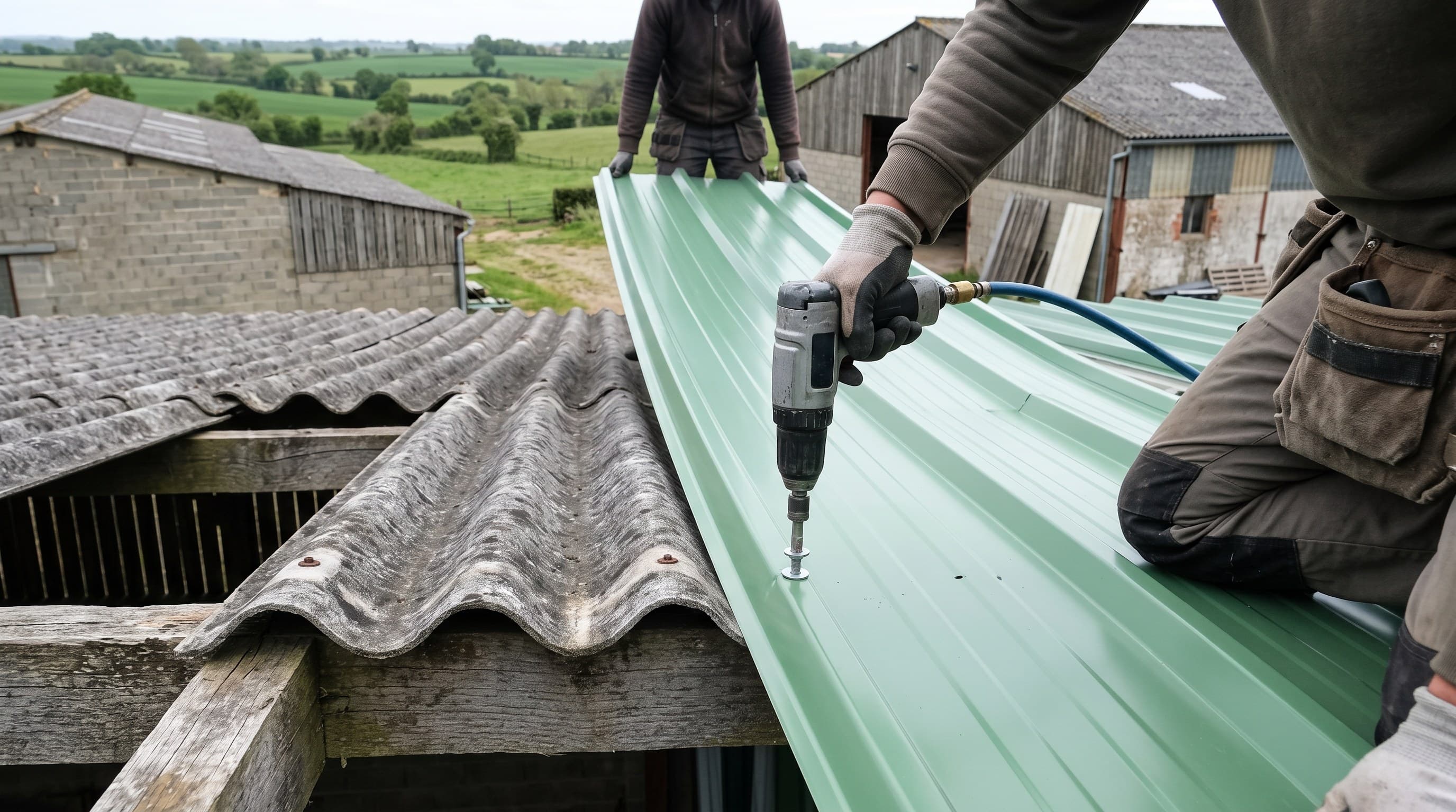 Toiture agricole en Val de Sèvre, secteur de Saint-Maixent : élevage mixte caprin et bovin