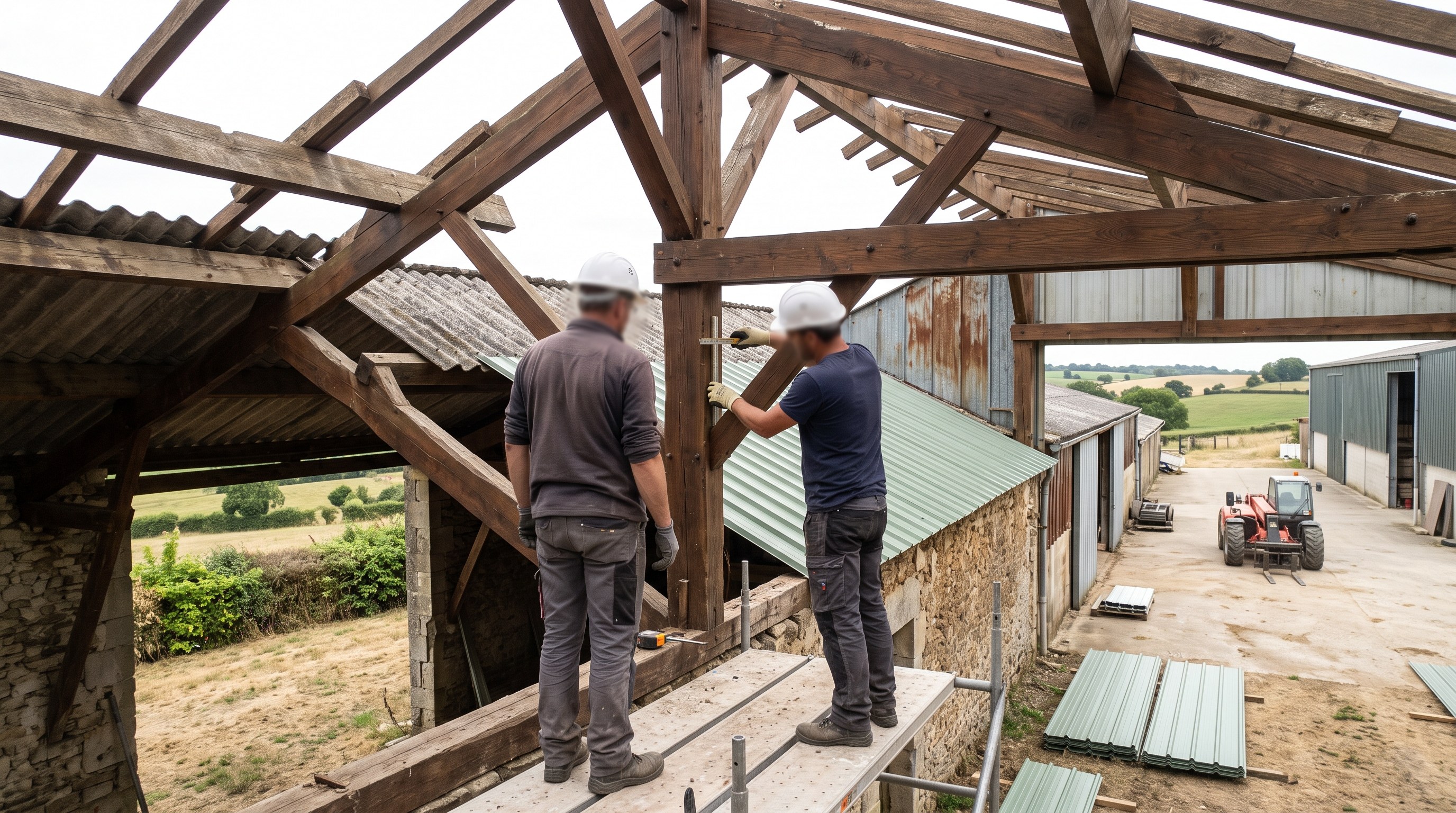 Hangar agricole du Thouarsais, diagnostic de charpente avant travaux de rénovation de toiture